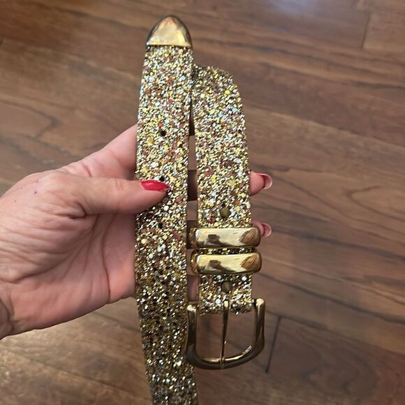 Vintage 80s/90s A. Brod gold glitter belt- medium‎ main image 2
